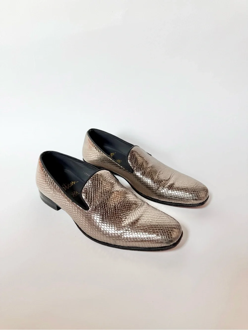 Mezlan Metallic Champagne Slip On Loafers